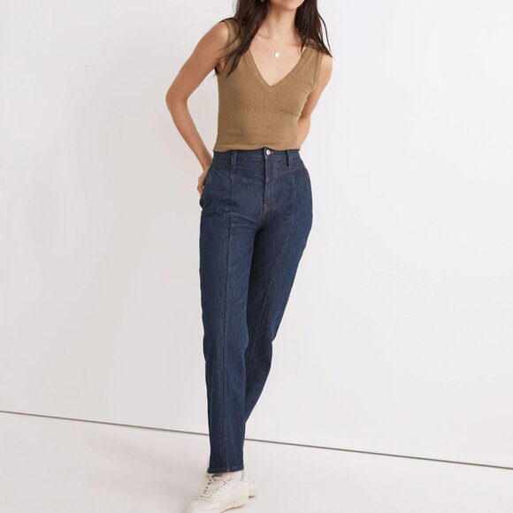 Madewell The Perfect Vintage Straight Leg Jean Dark Blue Straight size 31 NWOT - Picture 1 of 16